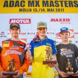 ADAC MX Masters, Mölln, Siegerehrung beim ADAC MX Junior Cup v.l.n.r.: Max Palsson ( Schweden / KTM ), Jett Lawrence ( Australien / Suzuki / Team Suzuki World MX2 ) und Magnus Smith ( Dänemark / KTM / MEFO Sport Racing Team )